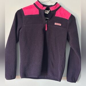 Girls Vineyard Vines 1/4 Zip Pullover Size Medium Preppy Classic Navy & Pink